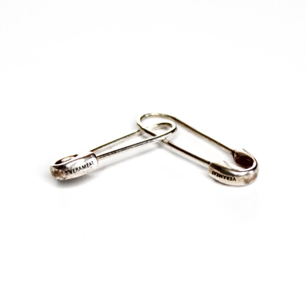 Verameat Sexy Safety Pin Earrings, Small, Sterling Silver